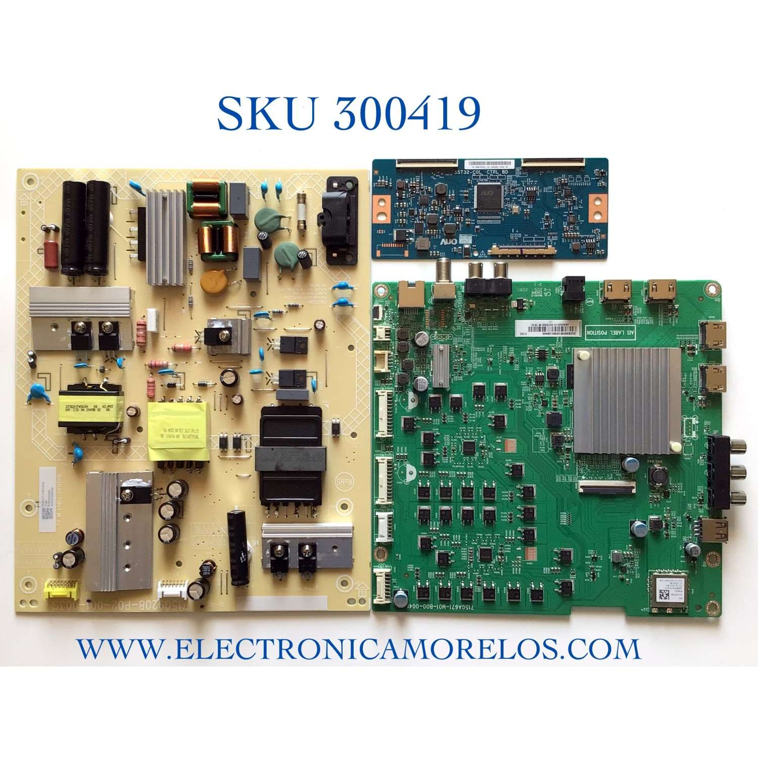 KIT DE TARJETAS PARA TV VIZIO / MAIN 756TXKCB02K013 / 715GA671-M01-B00-004Y / XKCB02K013 / T-CON / 5555T32C28 / FUENTE ADTVJ1821AC6 / 715G9208-P02-001-003S / PANEL TPT550U1-QVN05.U REV:S5DB1J / DISPLAY 5555T32S18 / MODELO M55Q7-H1 / M55Q7-H1 LTCWZX